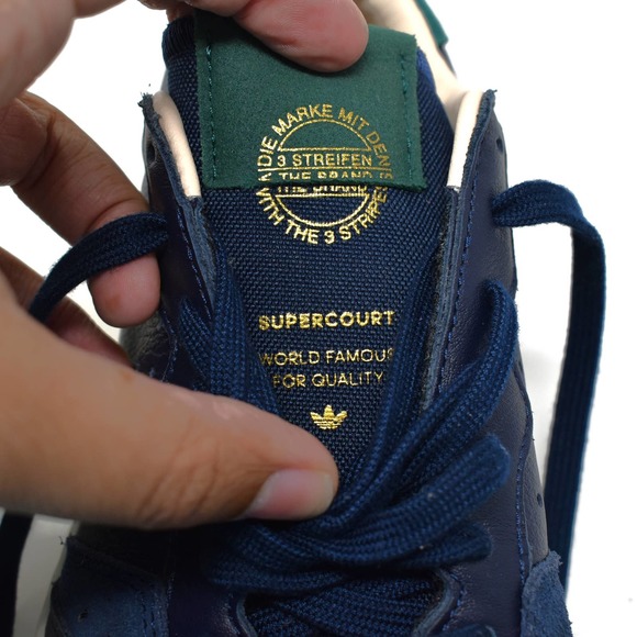 Adidas Supercourt Men's Sneakers Collegiate Navy Green EF9206 EUC Size 7 - Picture 10 of 11